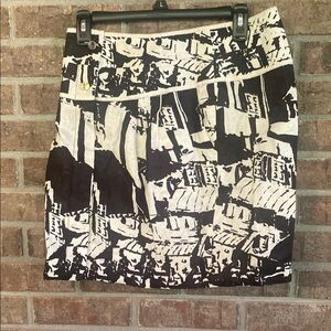 Tory Burch Black and White Abstract Mini Skirt